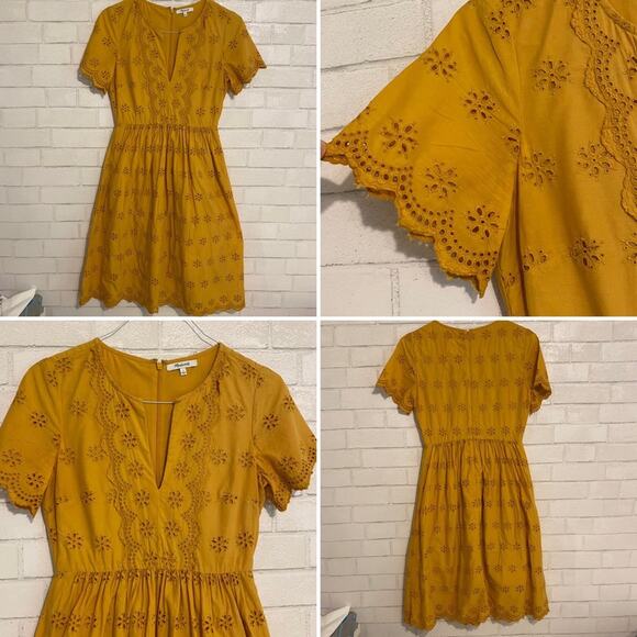 Madewell $150 2023 Scalloped Eyelet Midi Dress sz 0 Sold Out - Picture 2 of 16
